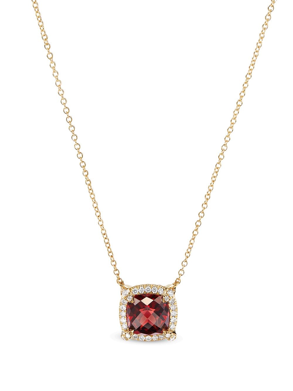 David Yurman 18kt yellow gold petite Chatelaine pavé diamond and garnet pendant necklace - Red von David Yurman