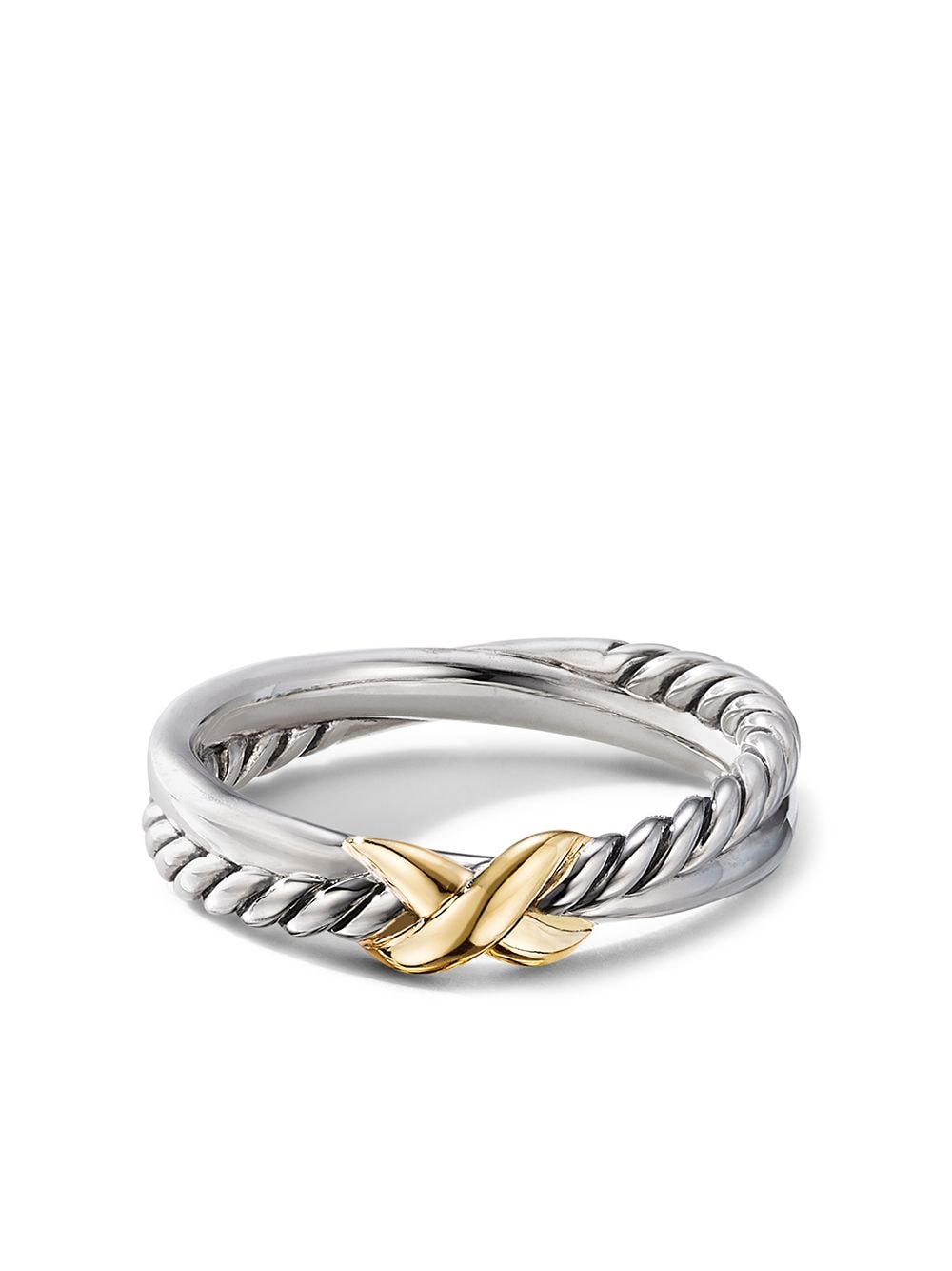 David Yurman 18kt yellow gold and sterling silver Petite X ring von David Yurman