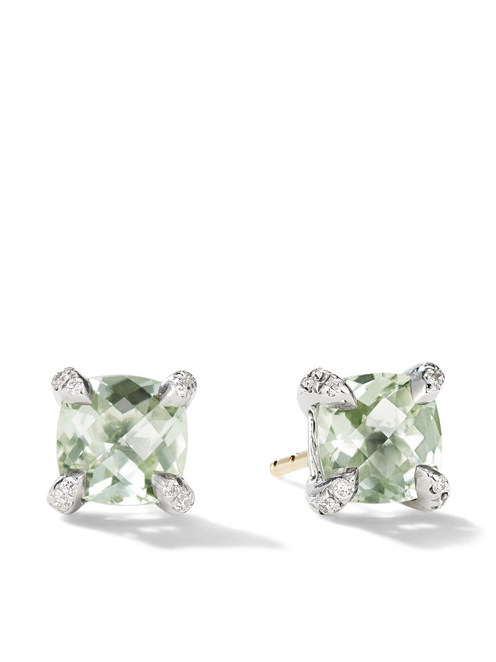 David Yurman sterling silver Petite Chatelaine prasiolite and diamond stud earrings - Green von David Yurman