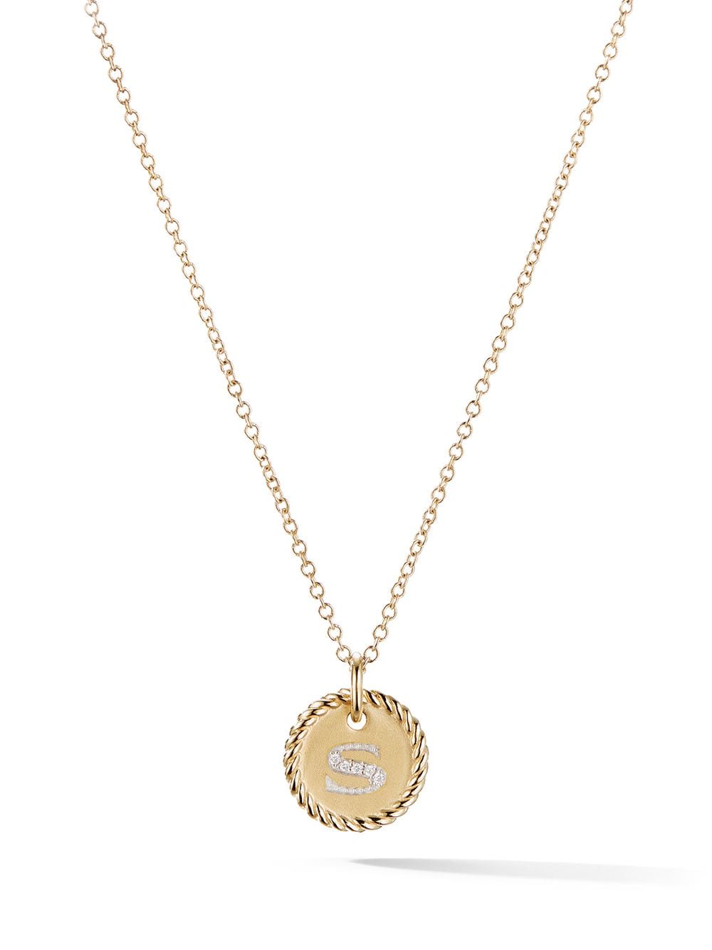 David Yurman 18kt yellow gold S Initial Charm diamond necklace von David Yurman