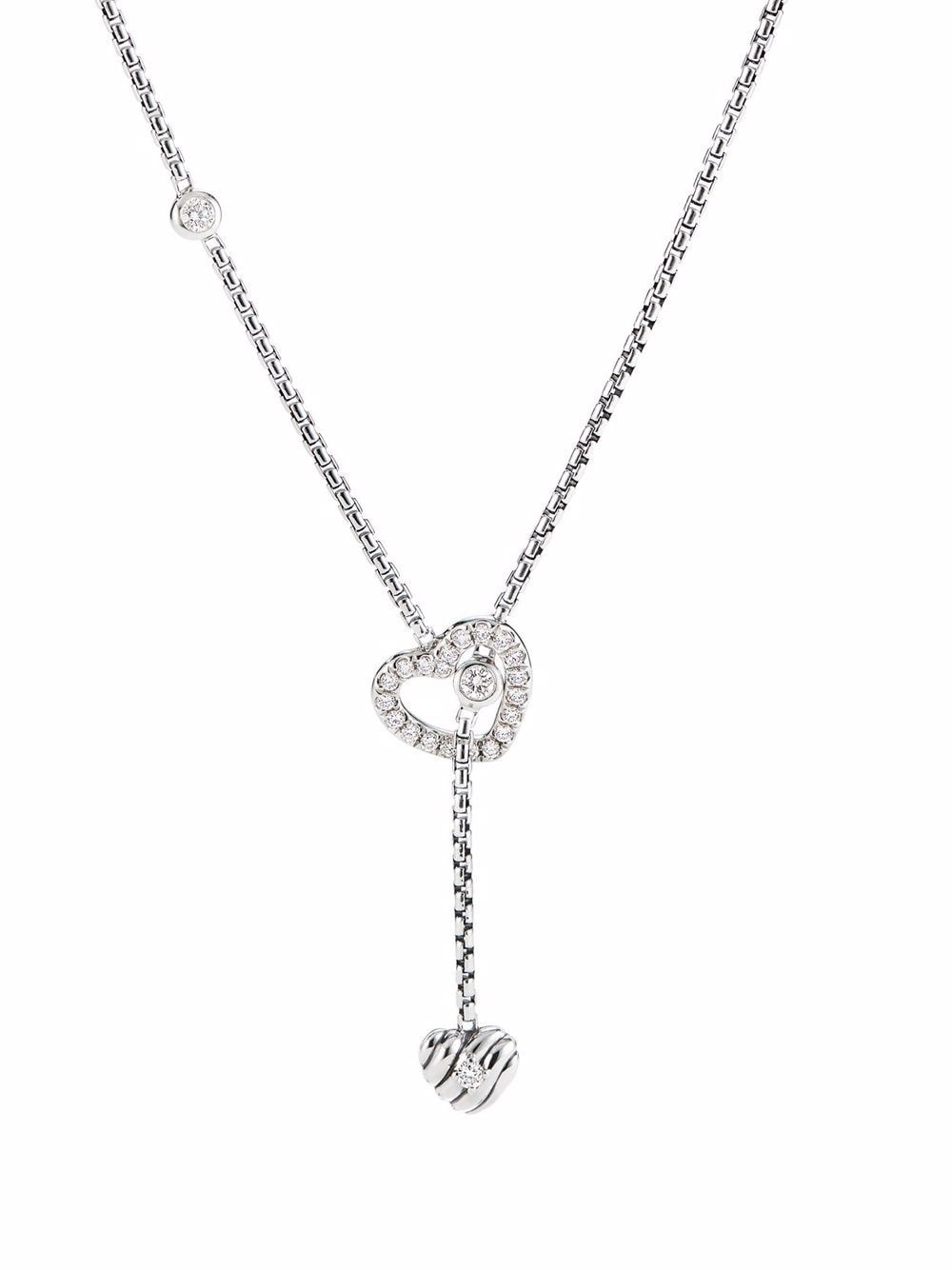 David Yurman sterling silver Cable Collectibles Heart Y diamond necklace von David Yurman