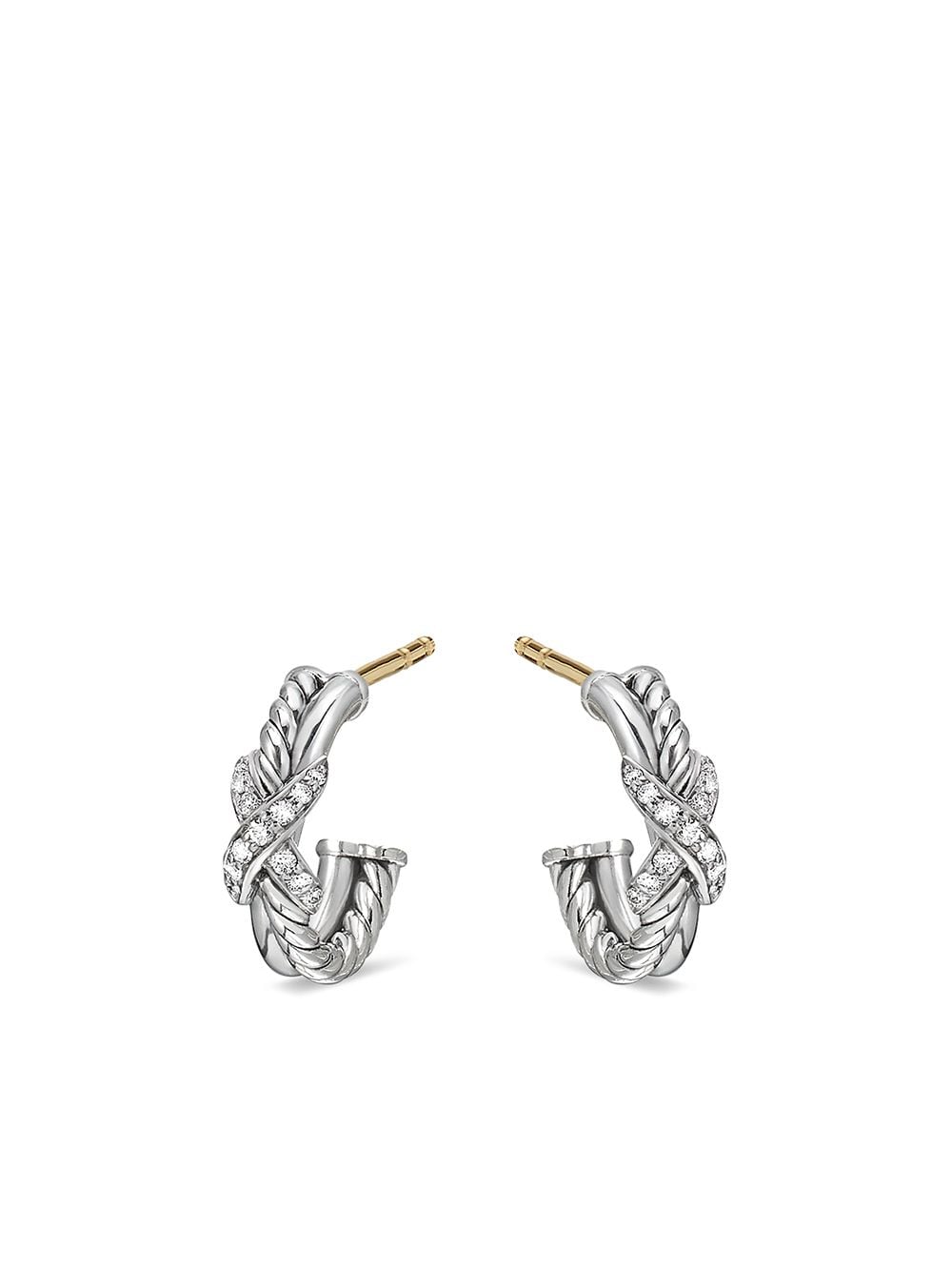 David Yurman sterling silver Petite X diamond hoop earrings von David Yurman