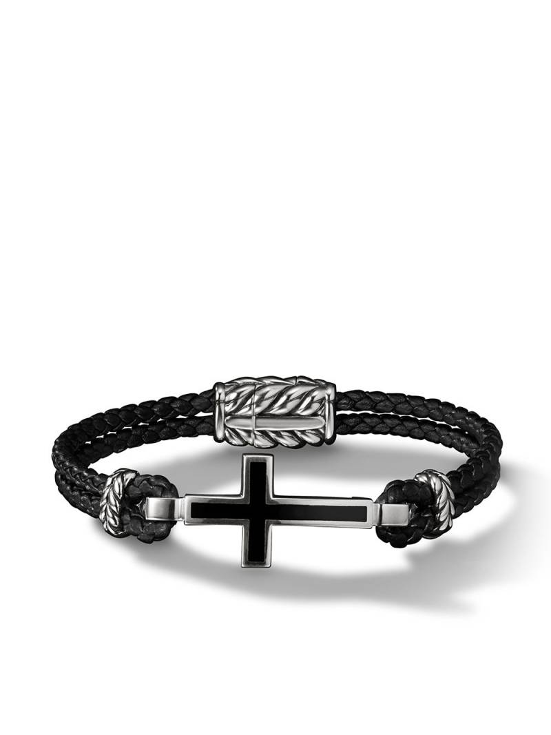 David Yurman Exotic Stone Cross onyx leather bracelet - Black von David Yurman