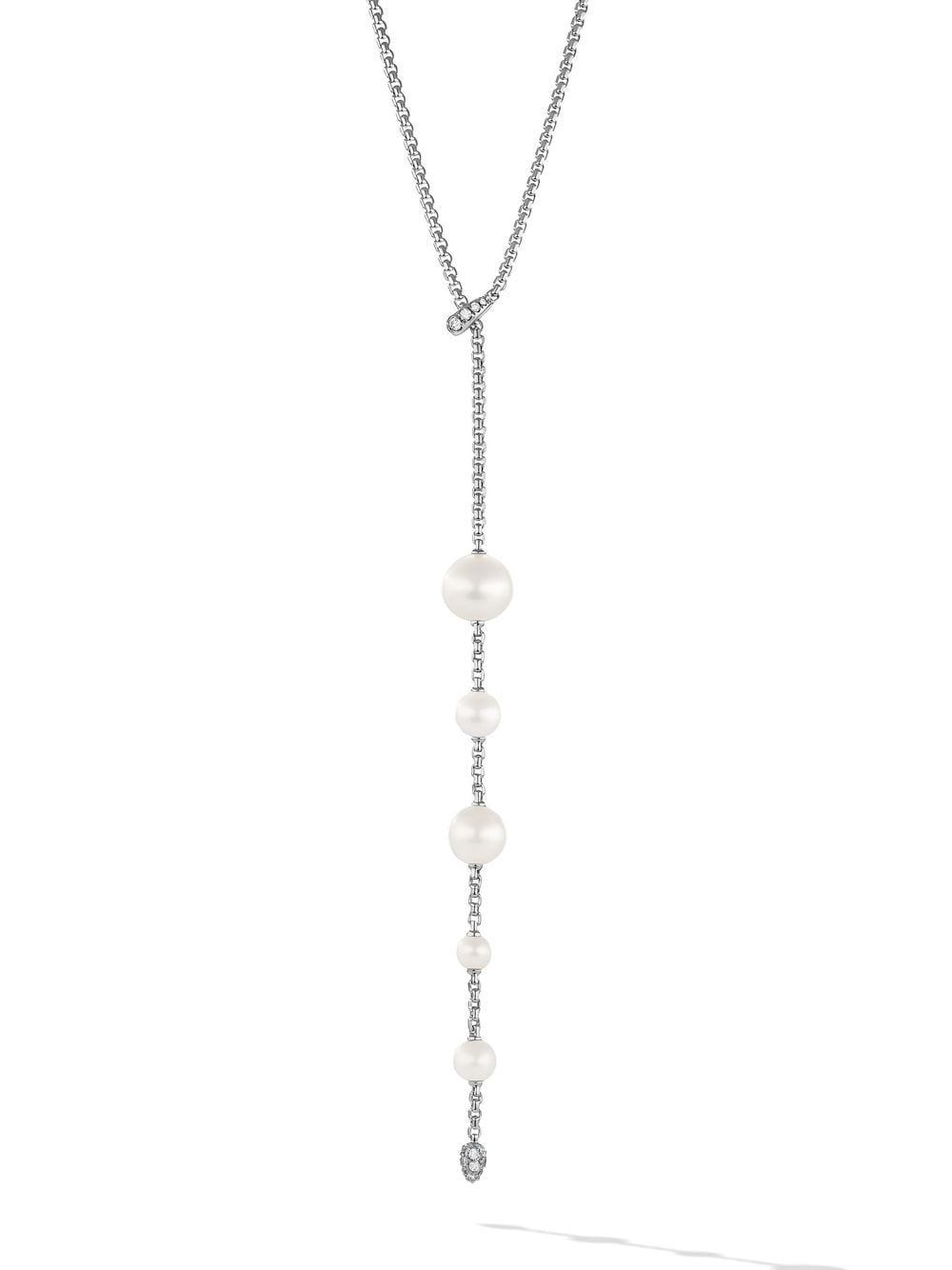 David Yurman sterling silver Y pearl and diamond necklace von David Yurman