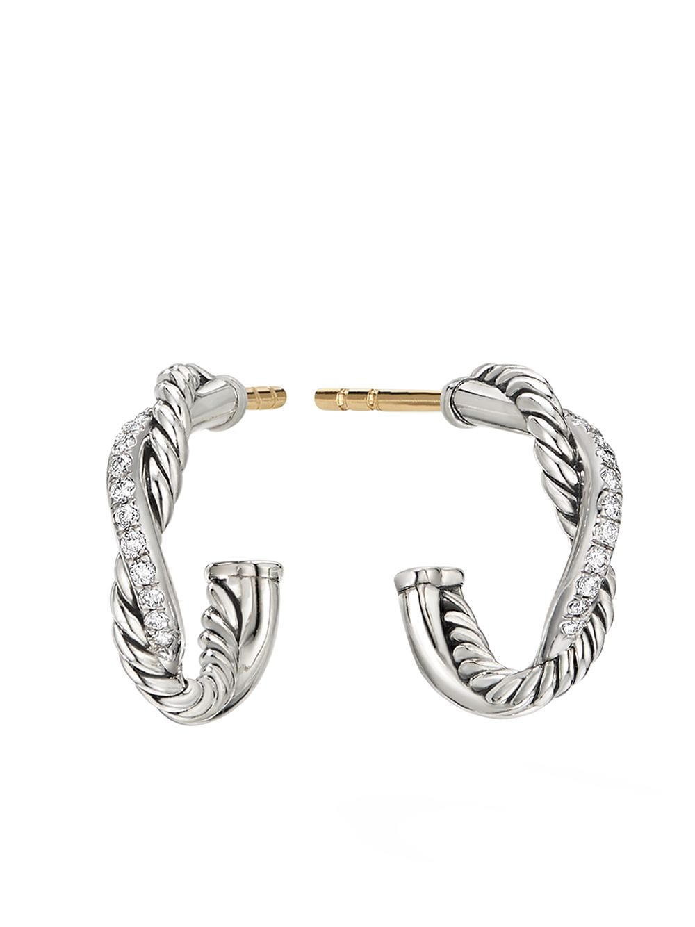 David Yurman sterling silver Petite Infinity diamond huggie hoop earrings von David Yurman