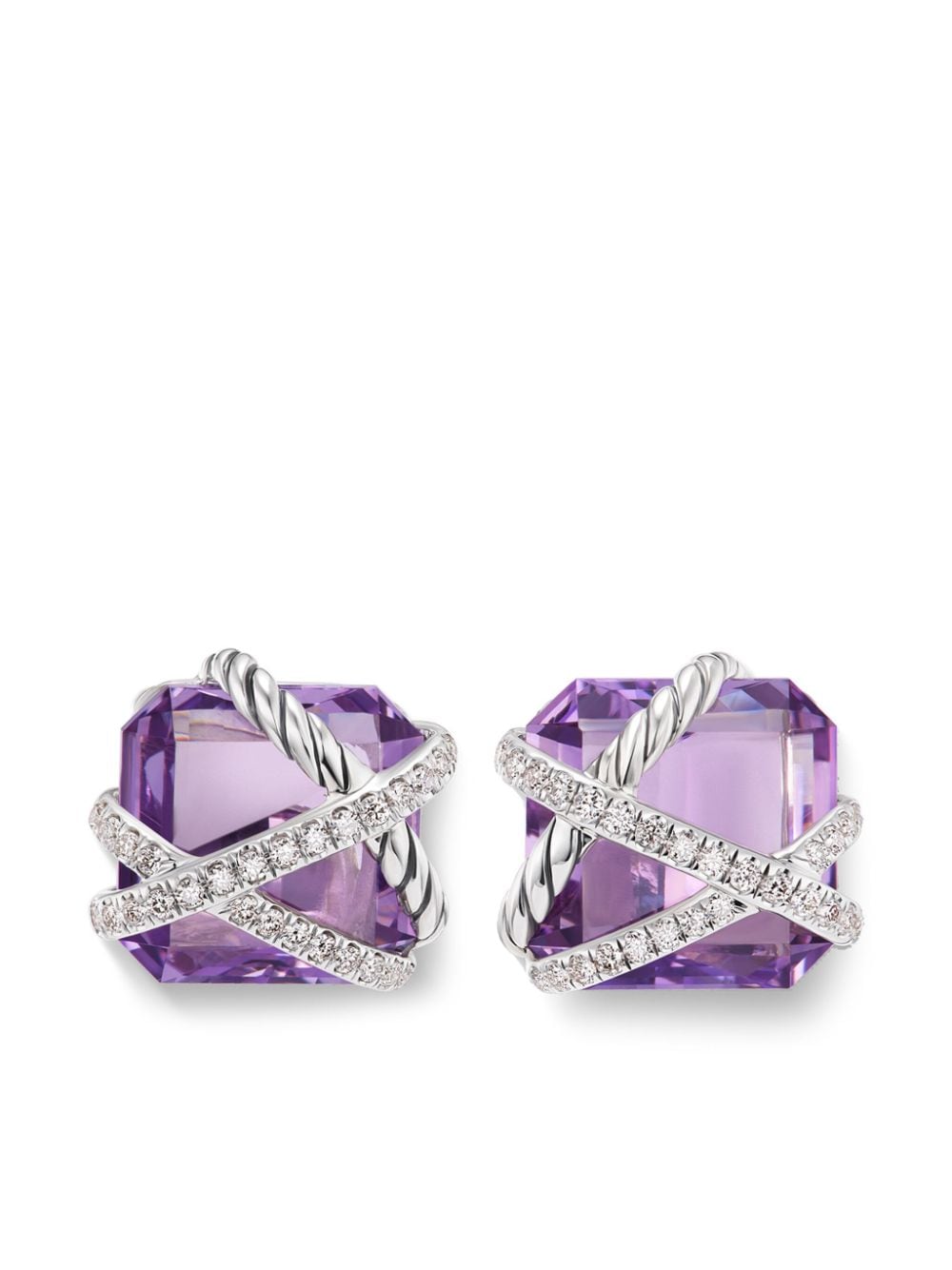 David Yurman sterling silver Cable Wrap amethyst and diamond stud earrings - Purple von David Yurman