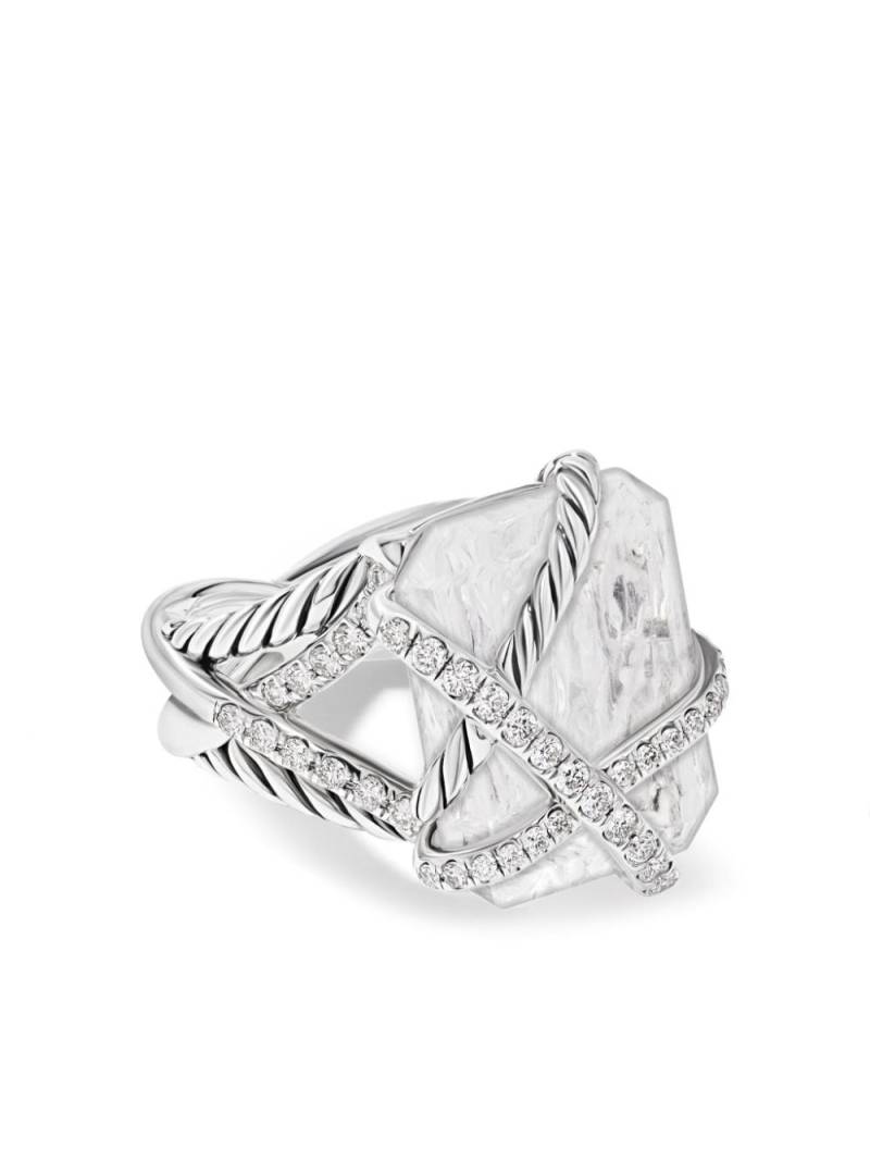 David Yurman sterling silver Cable Wrap crystal and diamond cocktail ring - White von David Yurman