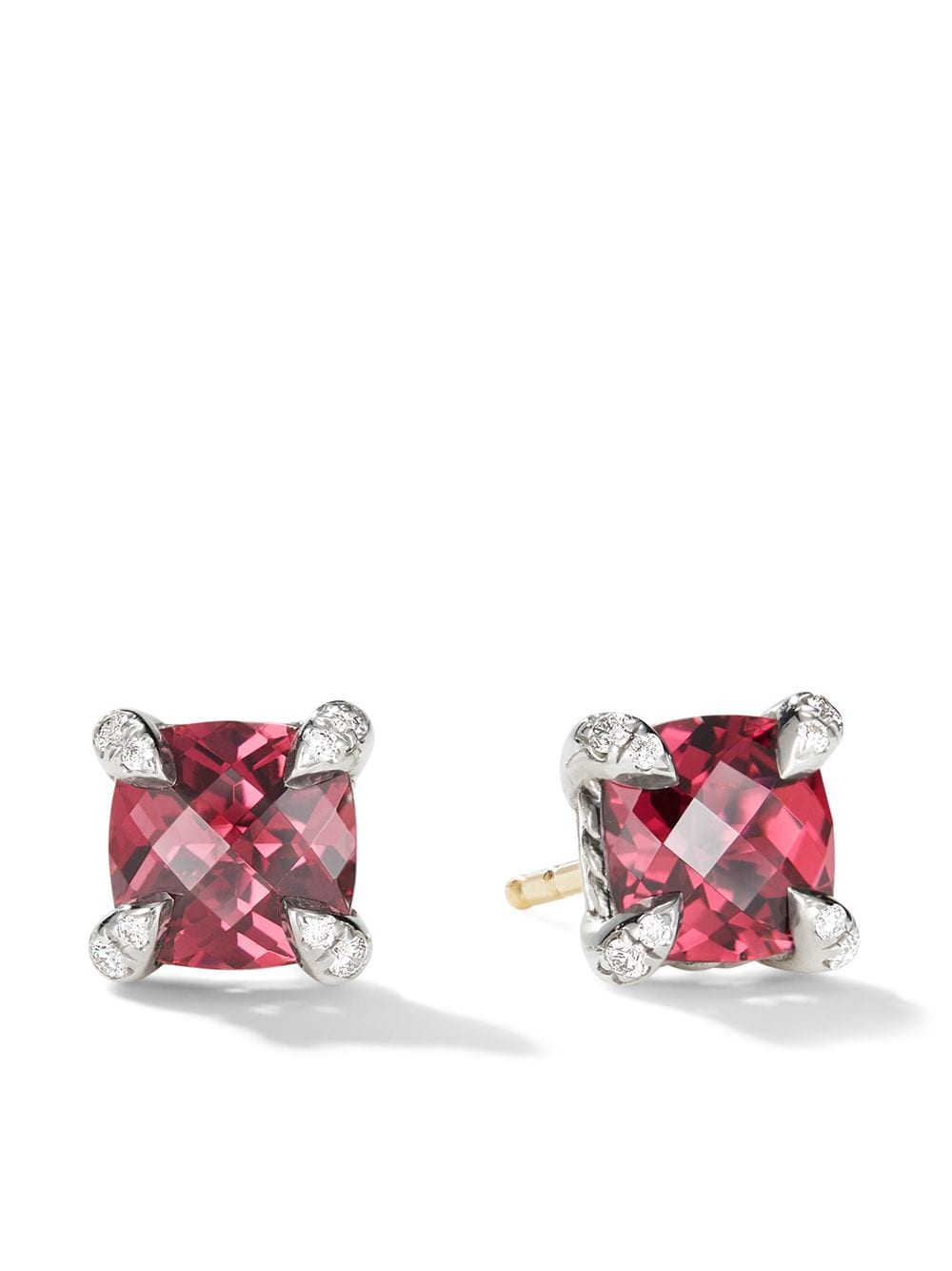 David Yurman sterling silver Petite Chatelaine rhodolite garnet and diamond stud earrings - Red von David Yurman