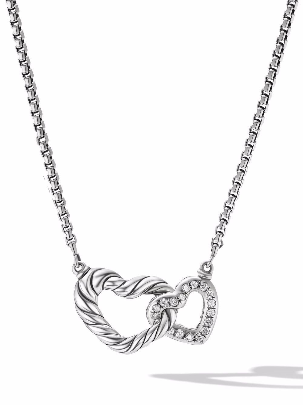 David Yurman sterling silver Cable Collectibles Double Heart diamond necklace von David Yurman