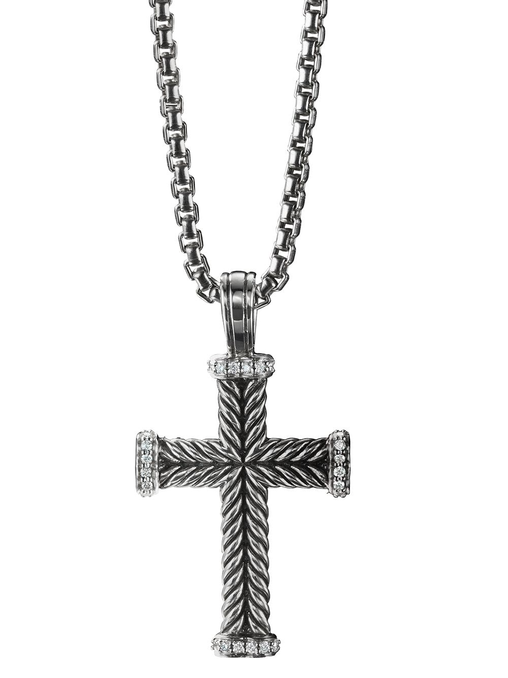 David Yurman sterling silver Chevron Cross diamond pendant von David Yurman