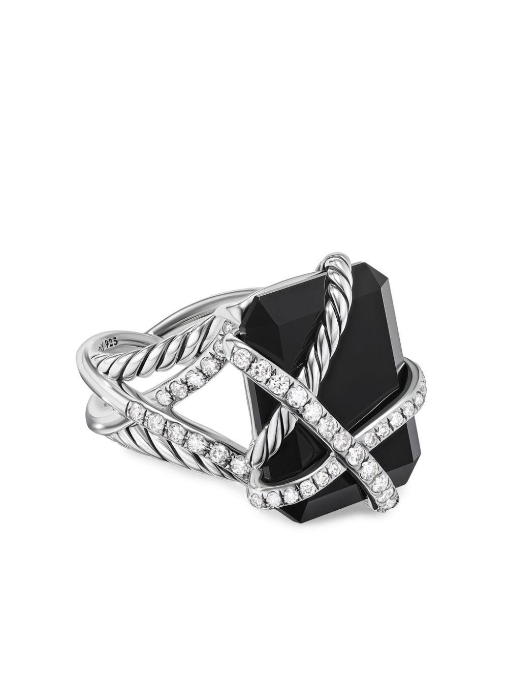 David Yurman sterling silver Cable Wrap onyx and diamond cocktail ring - Black von David Yurman