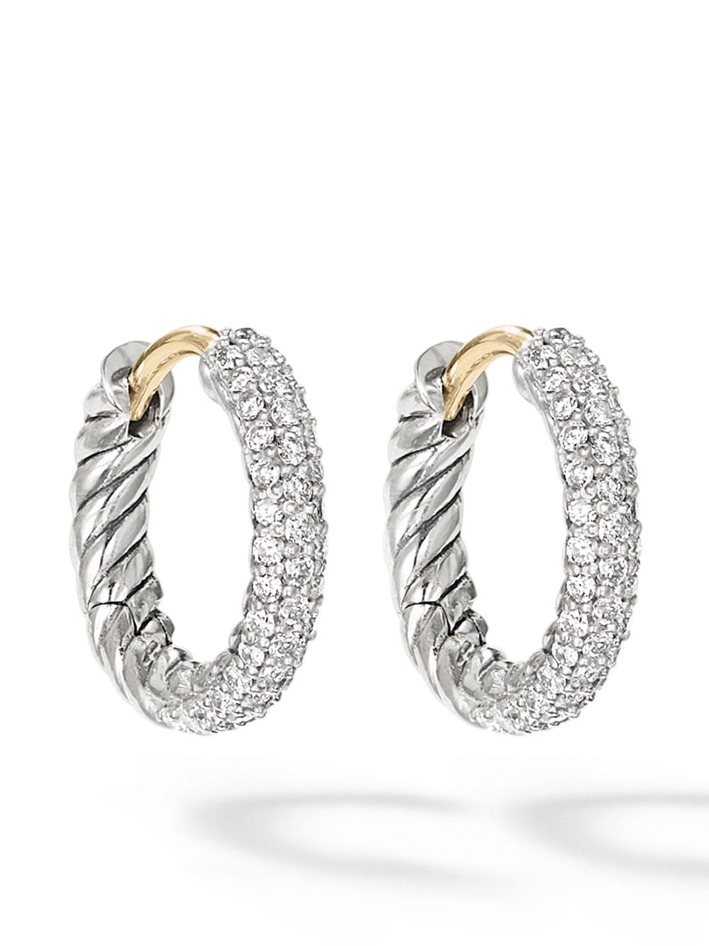 David Yurman sterling silver Petite pavé diamond huggie hoop earrings von David Yurman