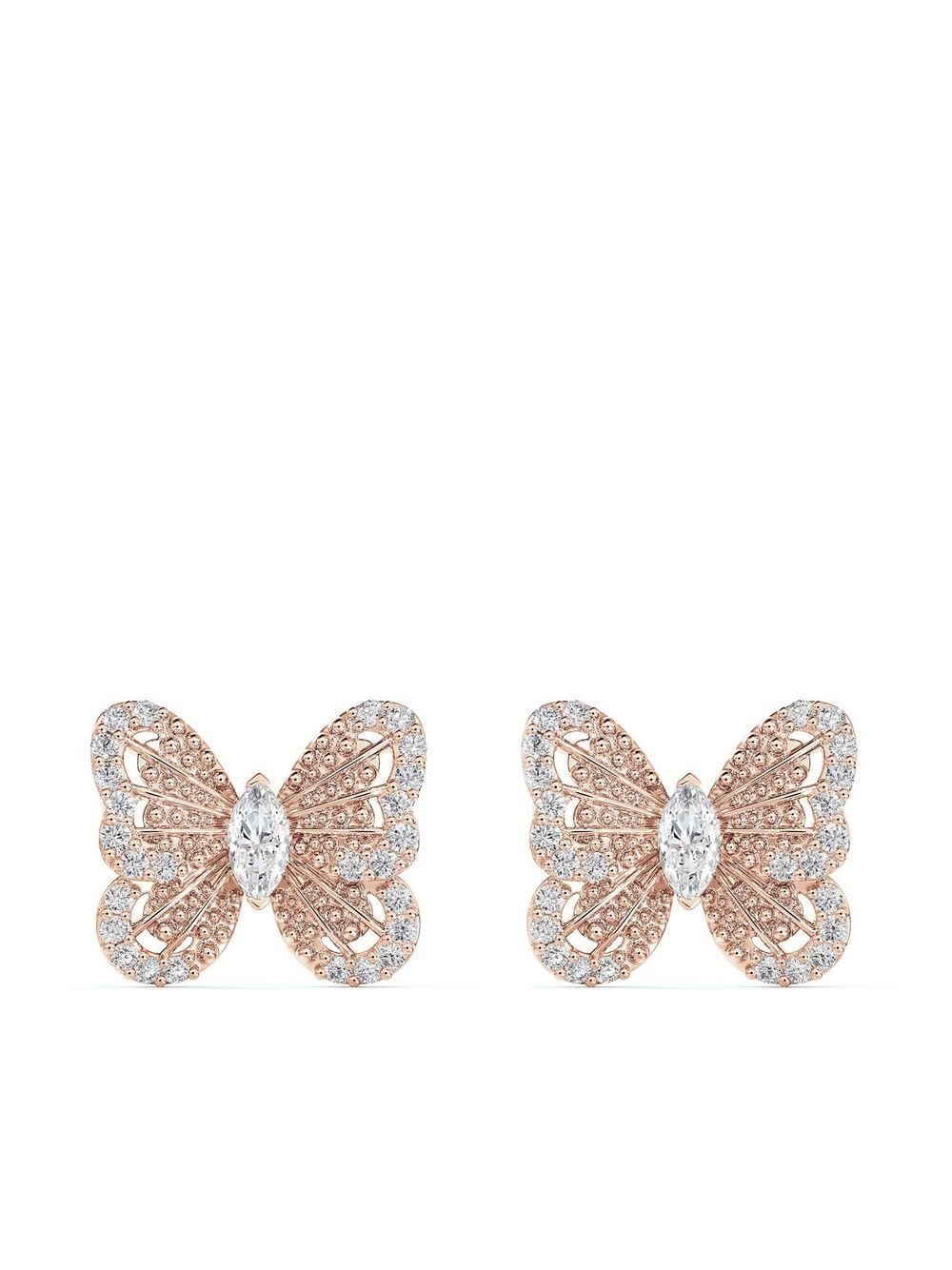 De Beers Jewellers 18kt rose gold Portraits of Nature butterfly diamond stud earrings - Pink von De Beers Jewellers