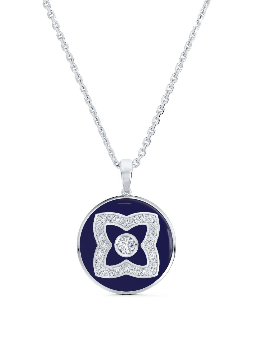 De Beers Jewellers 18kt white gold Enchanted Lotus diamond and enamel necklace - Blue von De Beers Jewellers