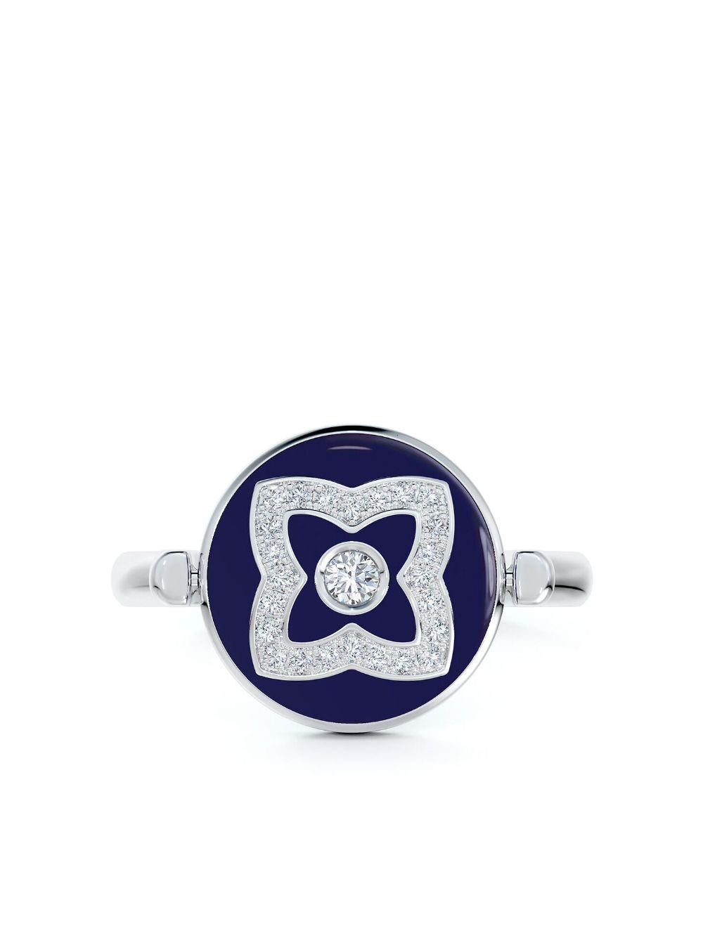 De Beers Jewellers 18kt white gold Enchanted Lotus diamond and enamel ring - Blue von De Beers Jewellers