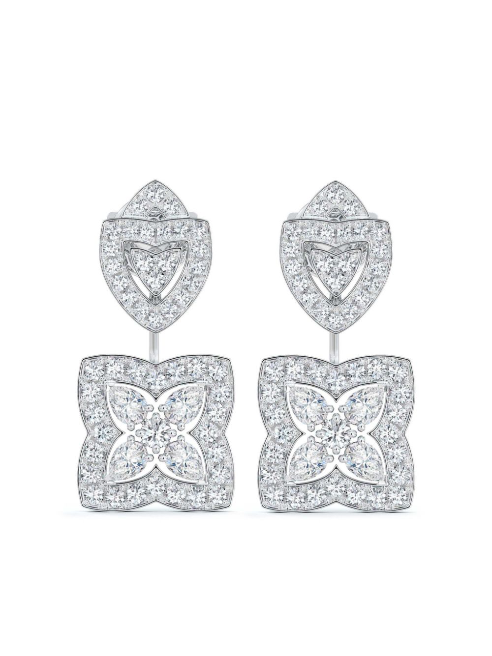 De Beers Jewellers 18kt white gold Enchanted Lotus diamond drop earrings von De Beers Jewellers