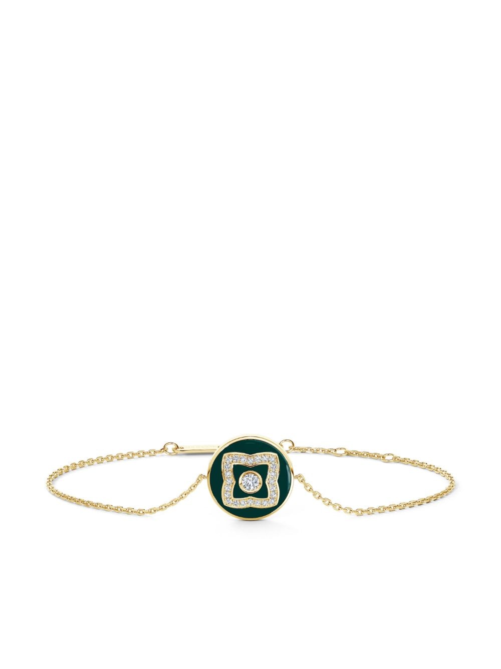 De Beers Jewellers 18kt yellow gold Enchanted Lotus diamond and enamel bracelet - Green von De Beers Jewellers