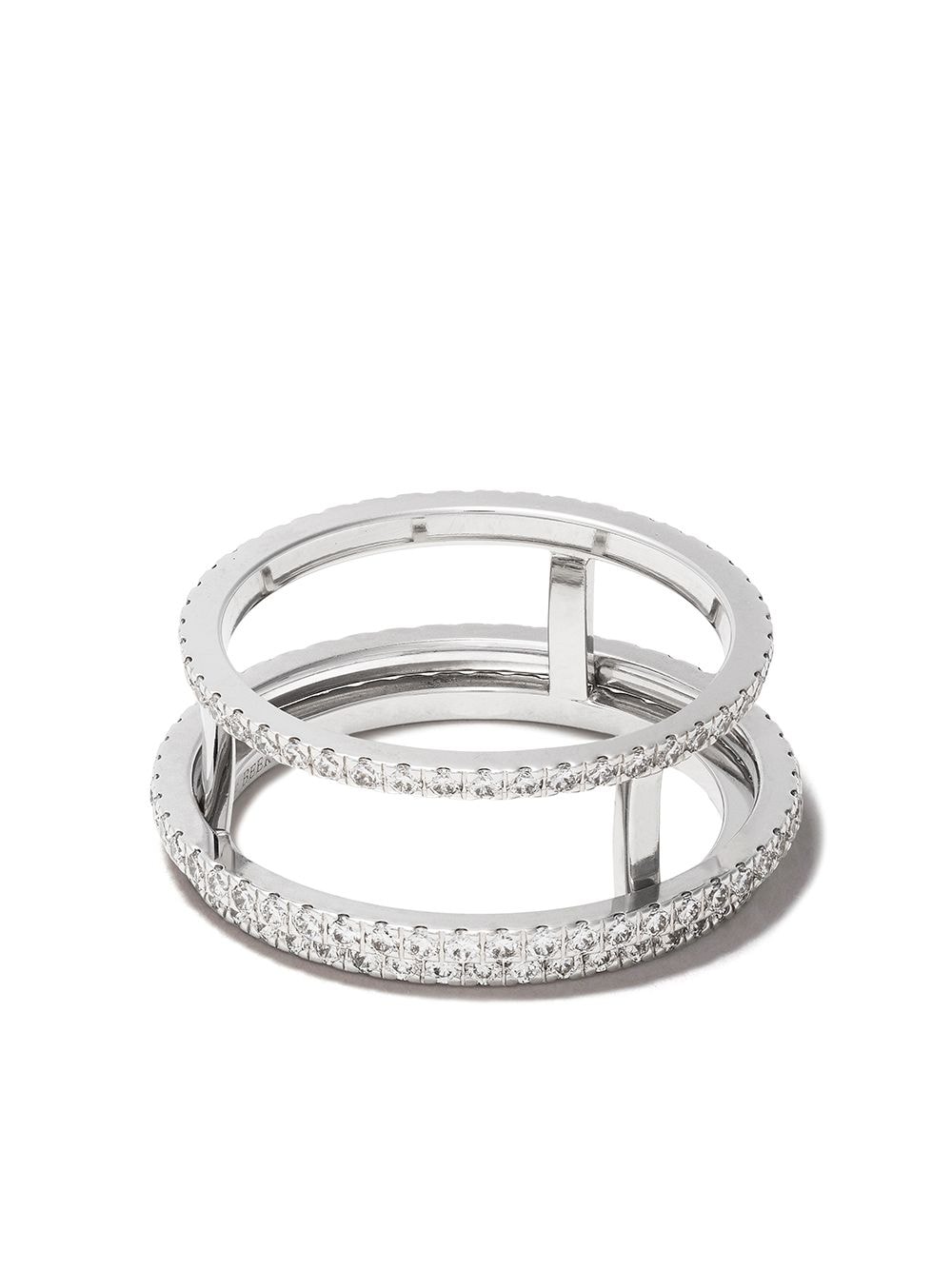 De Beers Jewellers 18kt white gold The Horizon full pavé diamond ring - Silver von De Beers Jewellers