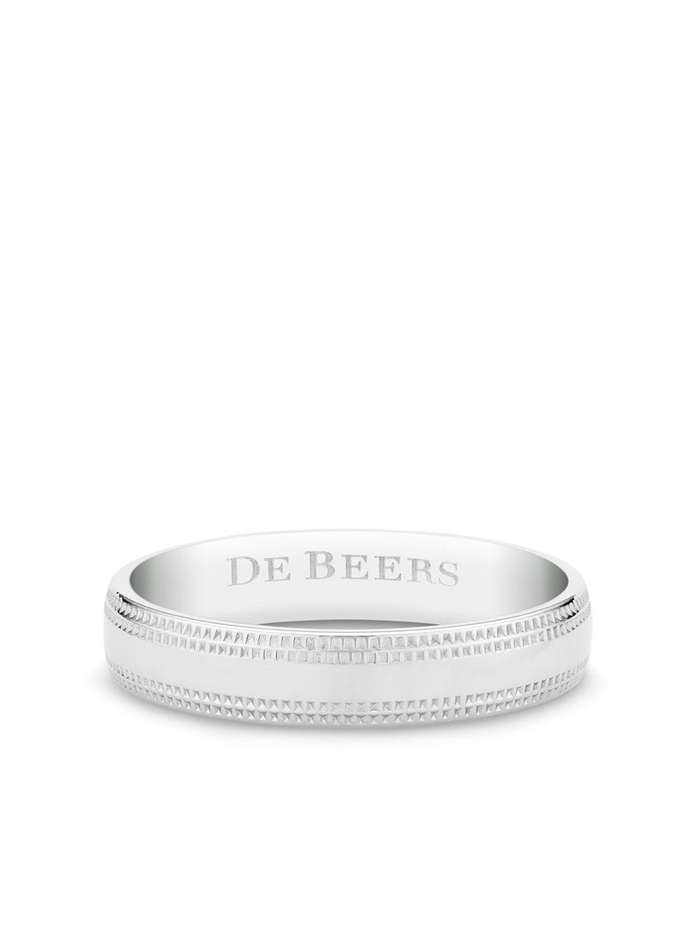 De Beers Jewellers platinum engraved-logo band ring - Silver von De Beers Jewellers