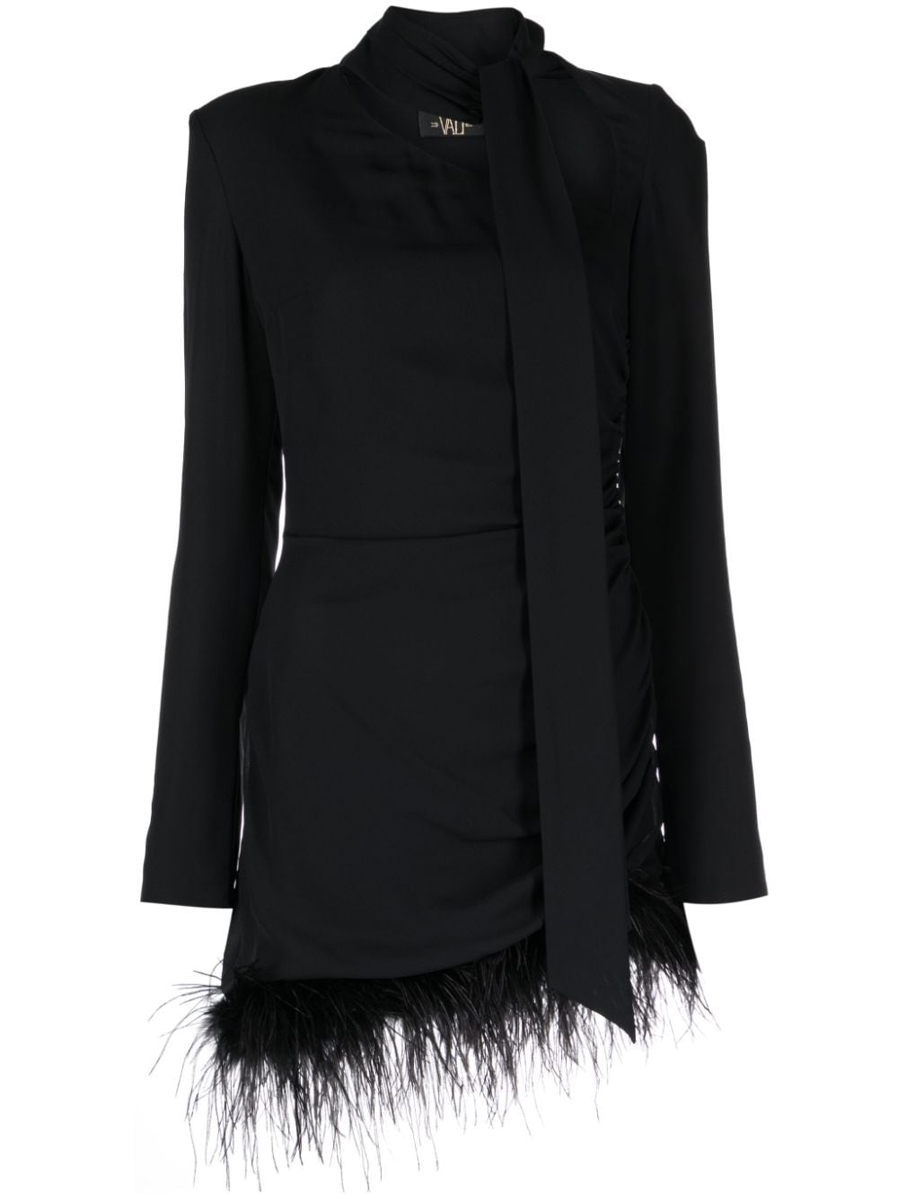 De La Vali Avenue feather-trim minidress - Black von De La Vali