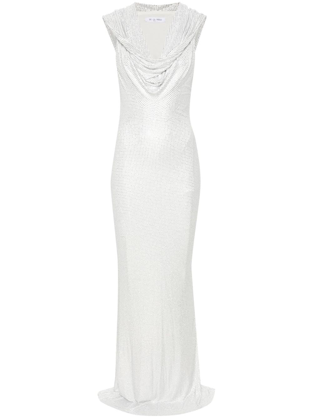 De La Vali Manhattan rhinestoned maxi dress - White