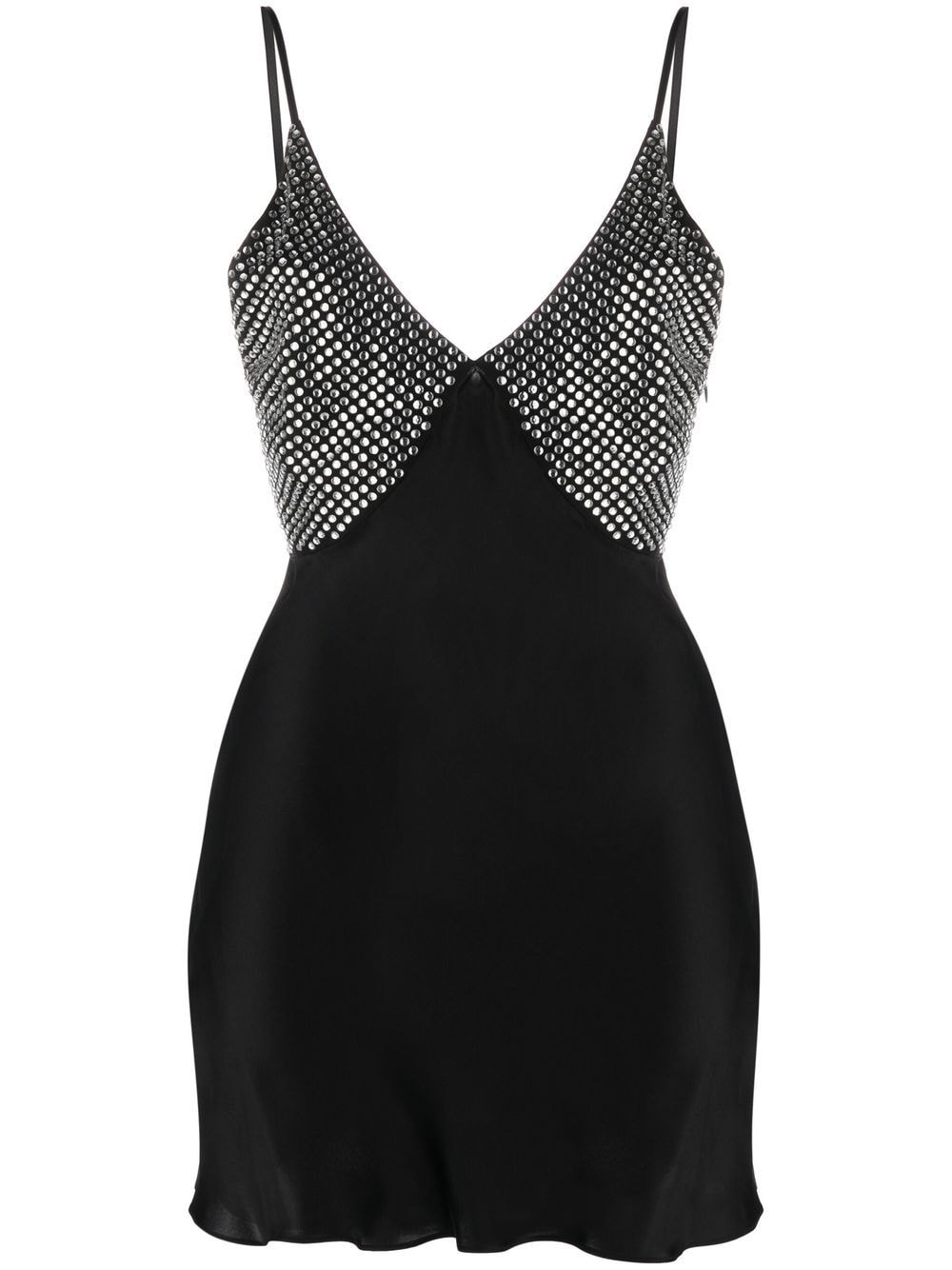 De La Vali mesh-panel detail satin dress - Black von De La Vali