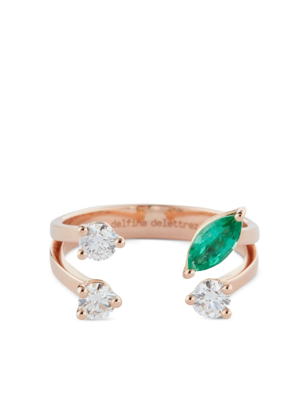 Delfina Delettrez 18kt rose gold Dots emerald and diamond ring - Pink von Delfina Delettrez