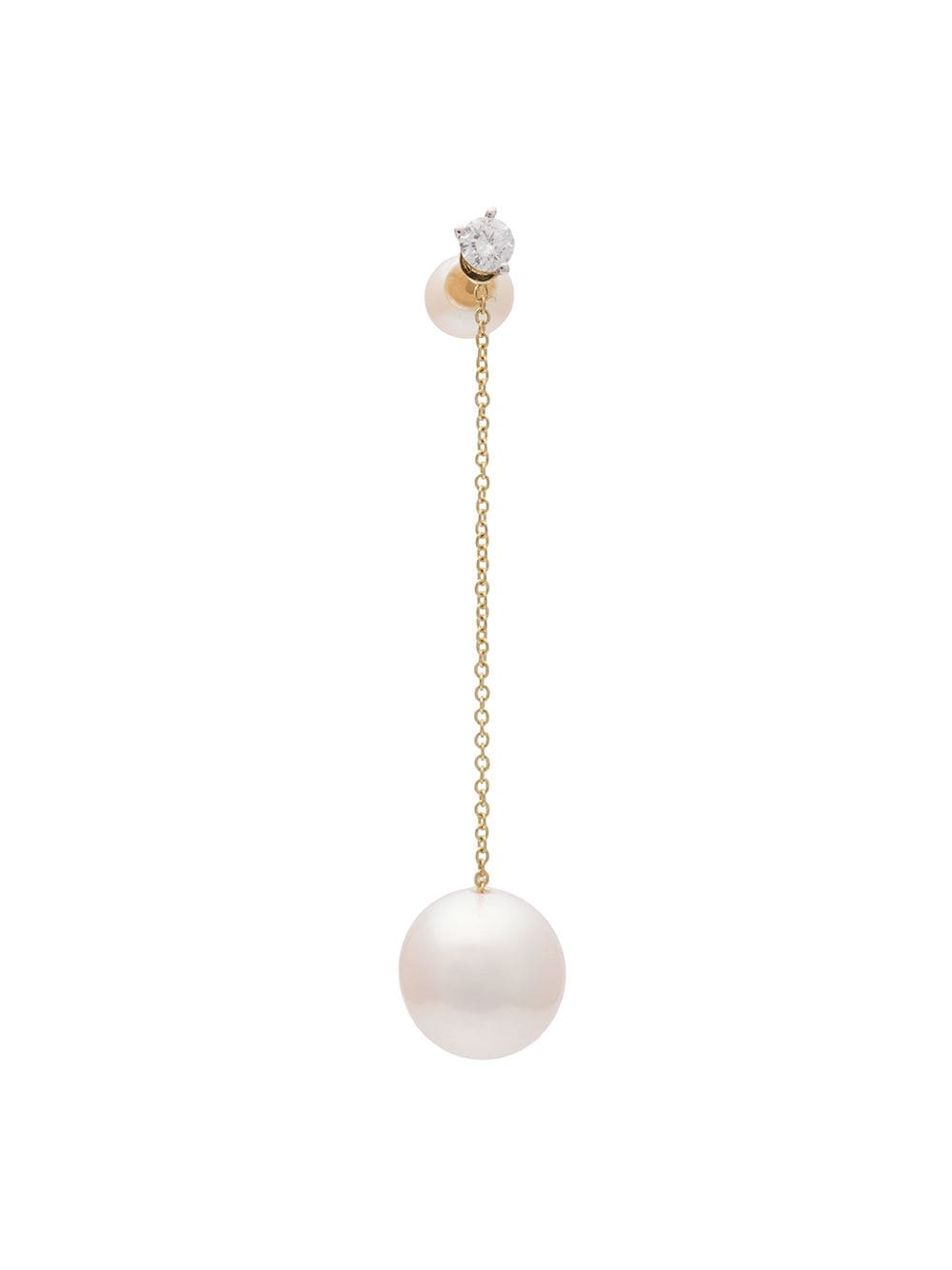 Delfina Delettrez diamond stud chain pearl earring - Metallic von Delfina Delettrez