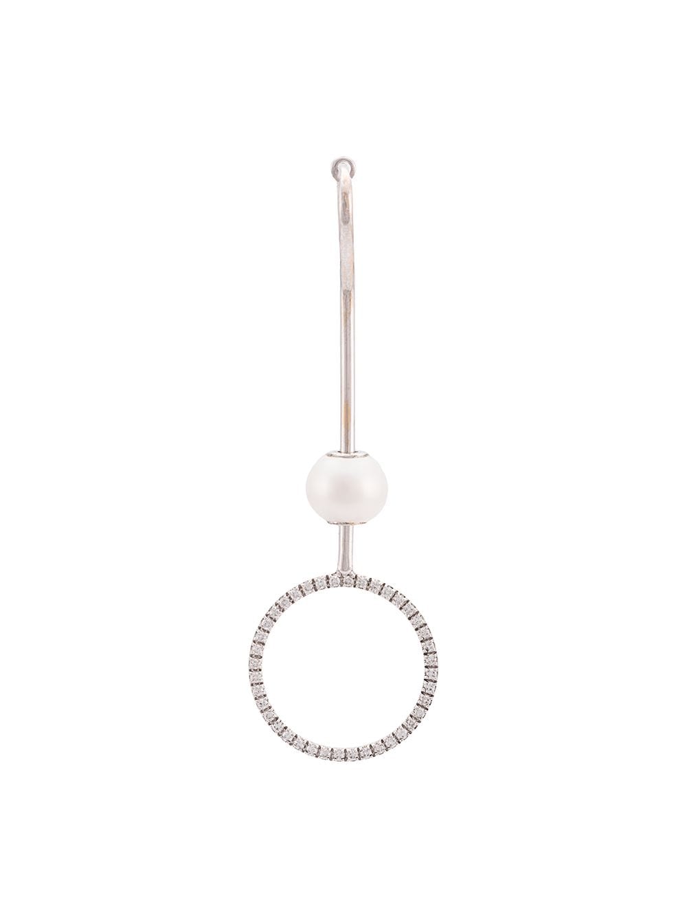 Delfina Delettrez 18kt white gold pearl and white diamond hoop earring von Delfina Delettrez