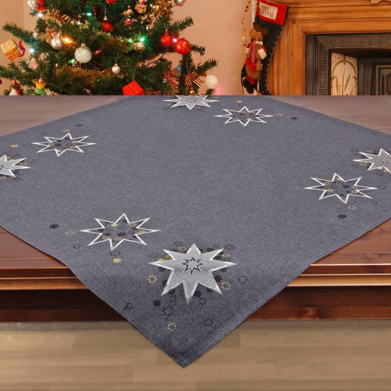 Delindo Lifestyle Mitteldecke »Weihnachtssterne«, (1 St.), Glattes Gewebe, bestickt von Delindo Lifestyle