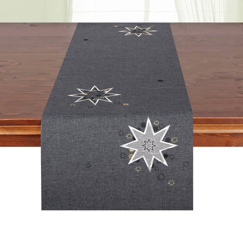 Delindo Lifestyle Tischläufer »Weihnachtssterne«, (1 St.), Glattes Gewebe, bestickt von Delindo Lifestyle