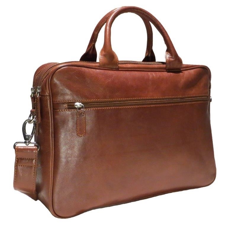 Aktenmappe / Laptop-Tasche aus Vollrindleder cognac von Dermata Lederwaren