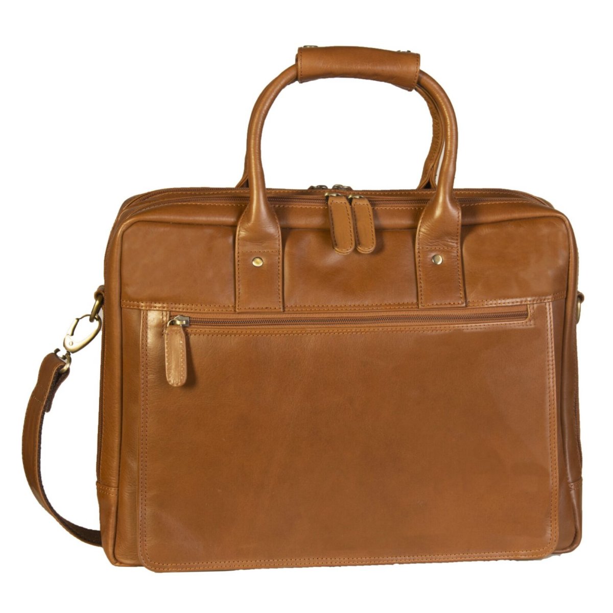 Laptop-Tasche aus weichem Nappa Rindleder 40 cm Cognac von Dermata Lederwaren