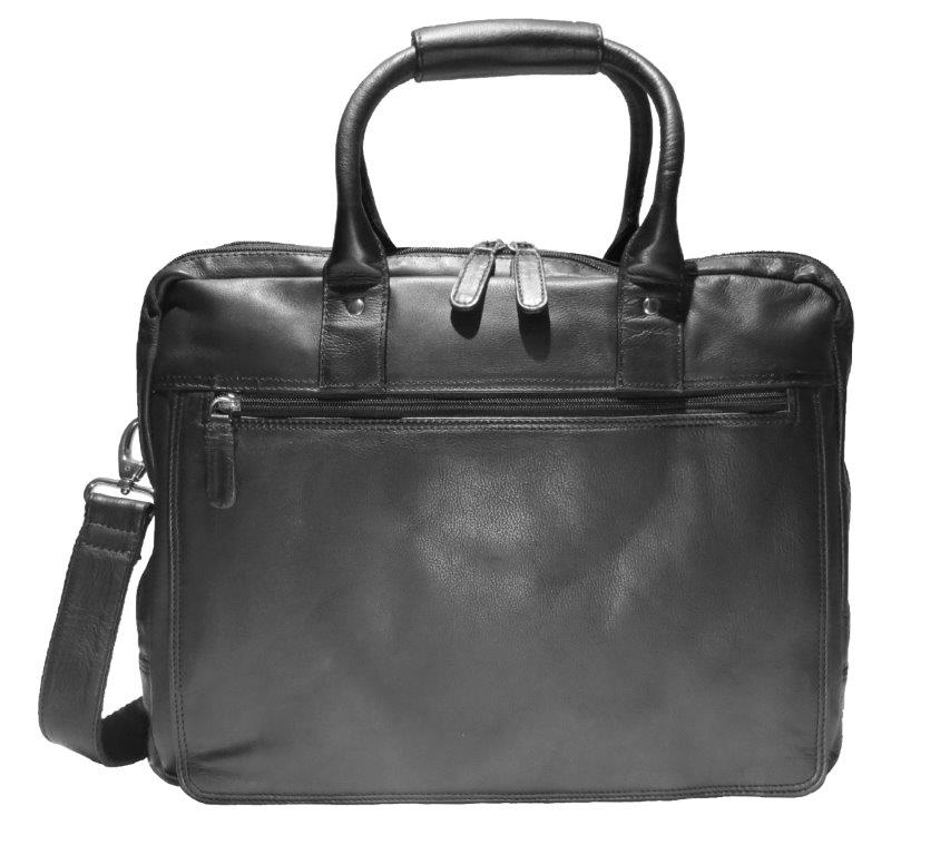 Laptop-Tasche aus weichem Nappa Rindleder 40 cm Schwarz von Dermata Lederwaren