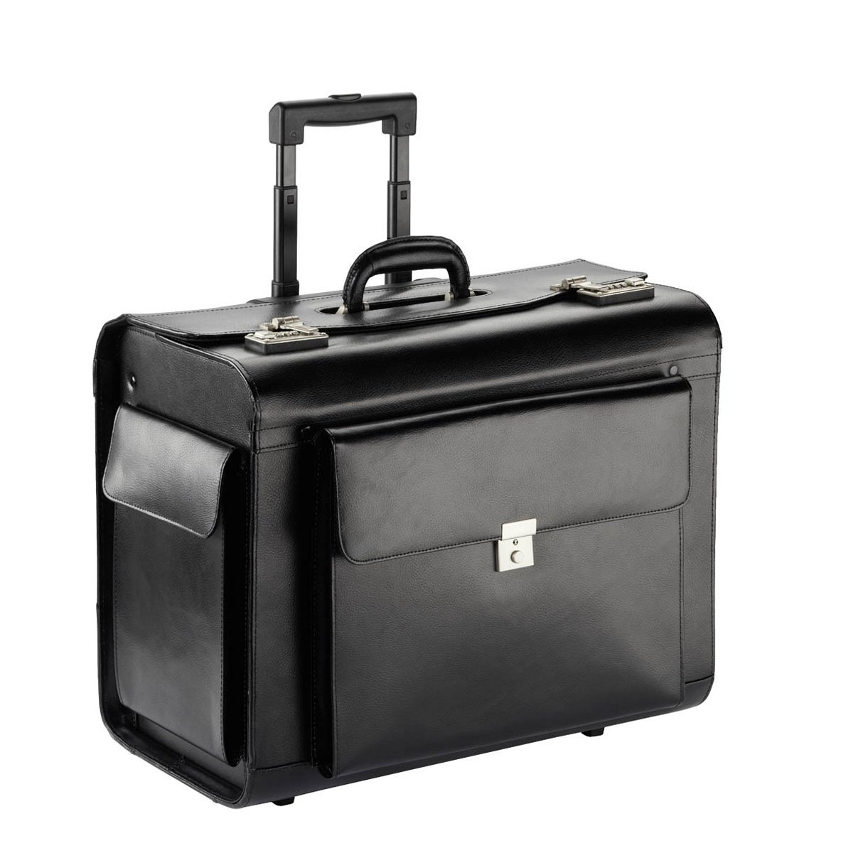 Pilotenkoffer 49.5cm aus Rindspaltleder in Schwarz Pilotenkoffer 49.5cm aus Rindspaltleder in Schwarz von Dermata Lederwaren