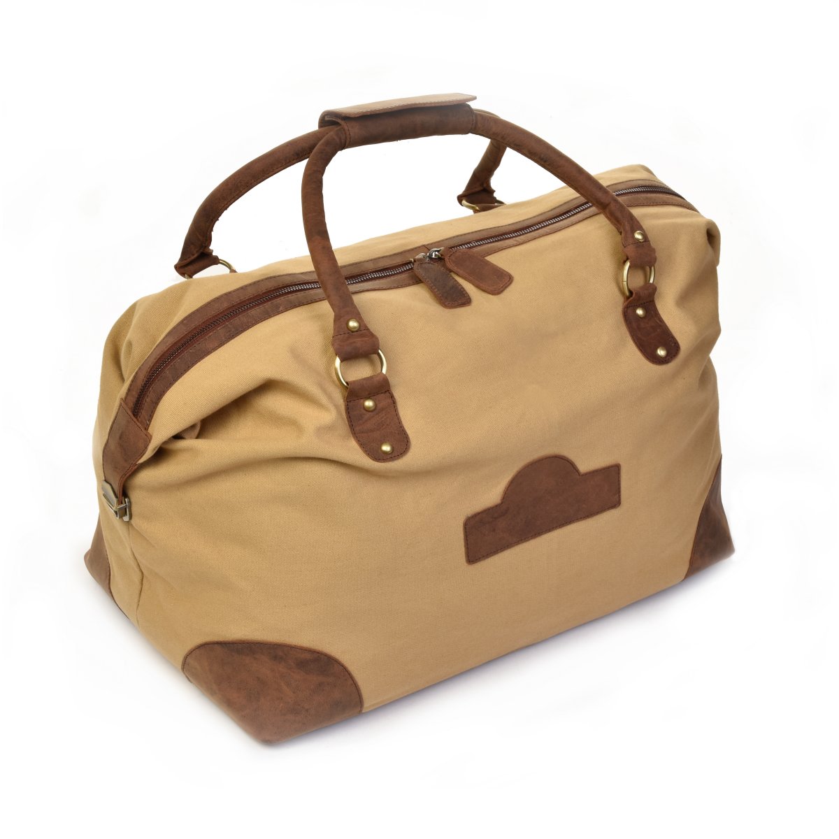 Reisetasche aus Canvas/Leder in Beige/Braun von Dermata Lederwaren