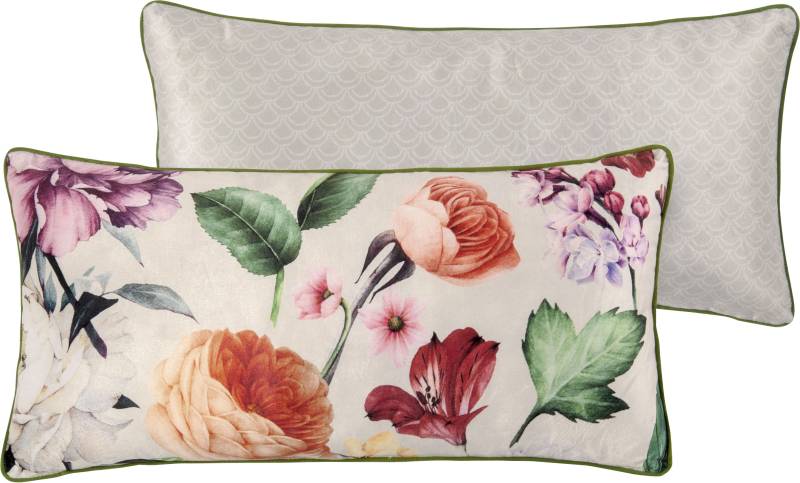 Descanso Dekokissen »Fiori«, Mit Füllung, 1 Stück, Mit Biese, 30x60, Wendeoptik, Weich, Blumen Sand von Descanso