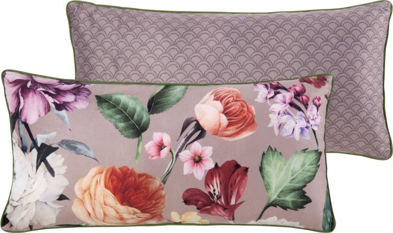 Descanso Dekokissen »Fiori«, Mit Füllung, 1 Stück, Mit Biese, 30x60, Wendeoptik, Weich, Blumen Sand von Descanso