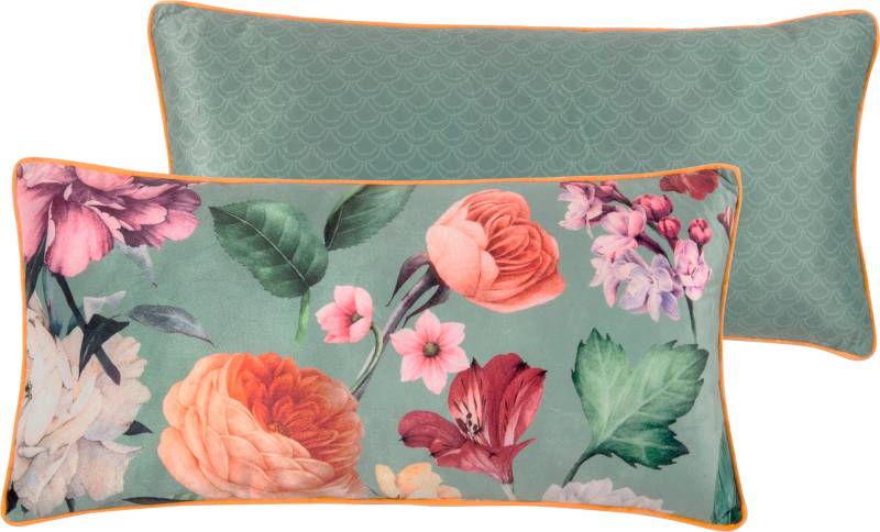 Descanso Dekokissen »Fiori«, Mit Füllung, 1 Stück, Mit Biese, 30x60, Wendeoptik, Weich, Blumen Sand von Descanso