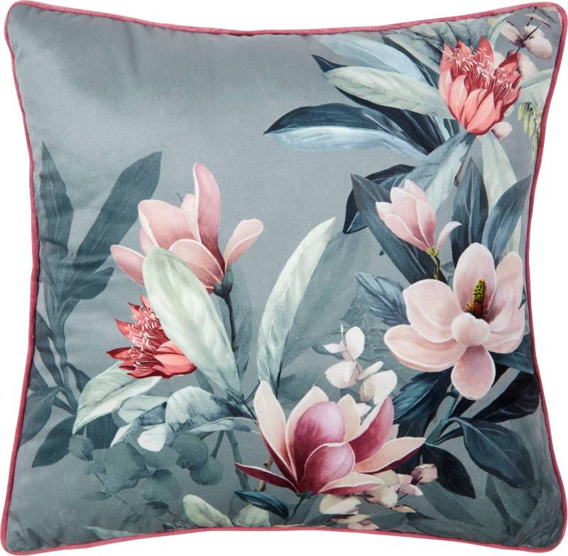 Descanso Dekokissen »Parler«, Mit Füllung, 1 Stück, Mit Biese, 48x48, Wendeoptik, Weich, Blume, Grün von Descanso
