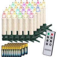 LED Weihnachtsbaumkerzen 30er-Set Mehrfarbig mit Batterien von monzana®