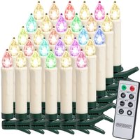 LED Weihnachtsbaumkerzen 30er-Set Mehrfarbig mit Fernbedienung von monzana®