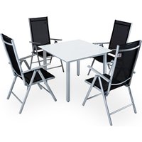 Garten-Sitzgruppe Bern 5-tlg Silber Alu Milchglas von Casaria®