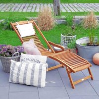 Sonnenliege 2er-Set Akazienholz inkl Kopfkissen von Casaria®