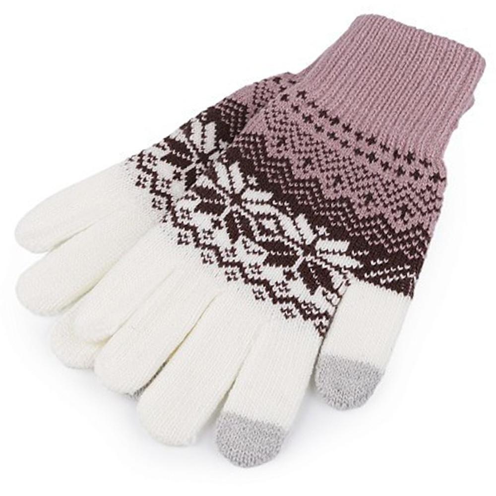 Strickhandschuhe /mädchen Norwegermuster Und Touchfunktion An Daumen Und Zeigefinger Damen Pink ONE SIZE von Diademita