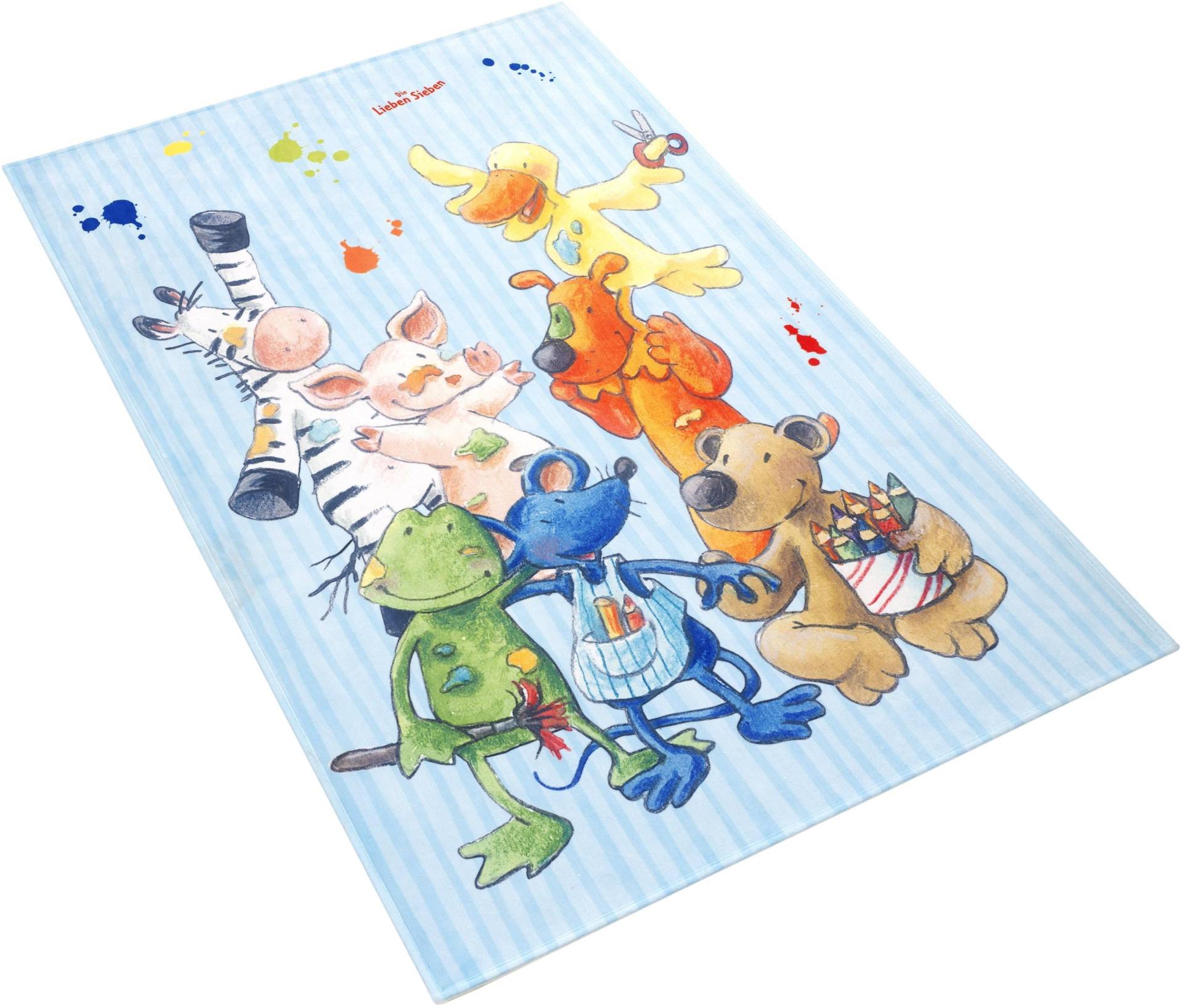 Die Lieben Sieben Kinderteppich »LS-211«, rechteckig, 6 mm Höhe, Stoff Druck, weiche Microfaser, Kinderzimmer von Die Lieben Sieben