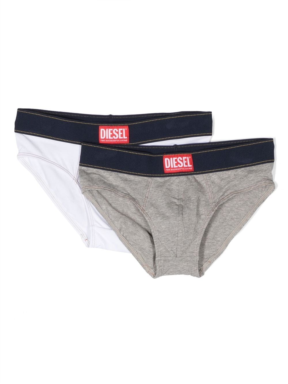 Diesel Kids 2 pack logo waistband briefs - Grey von Diesel Kids