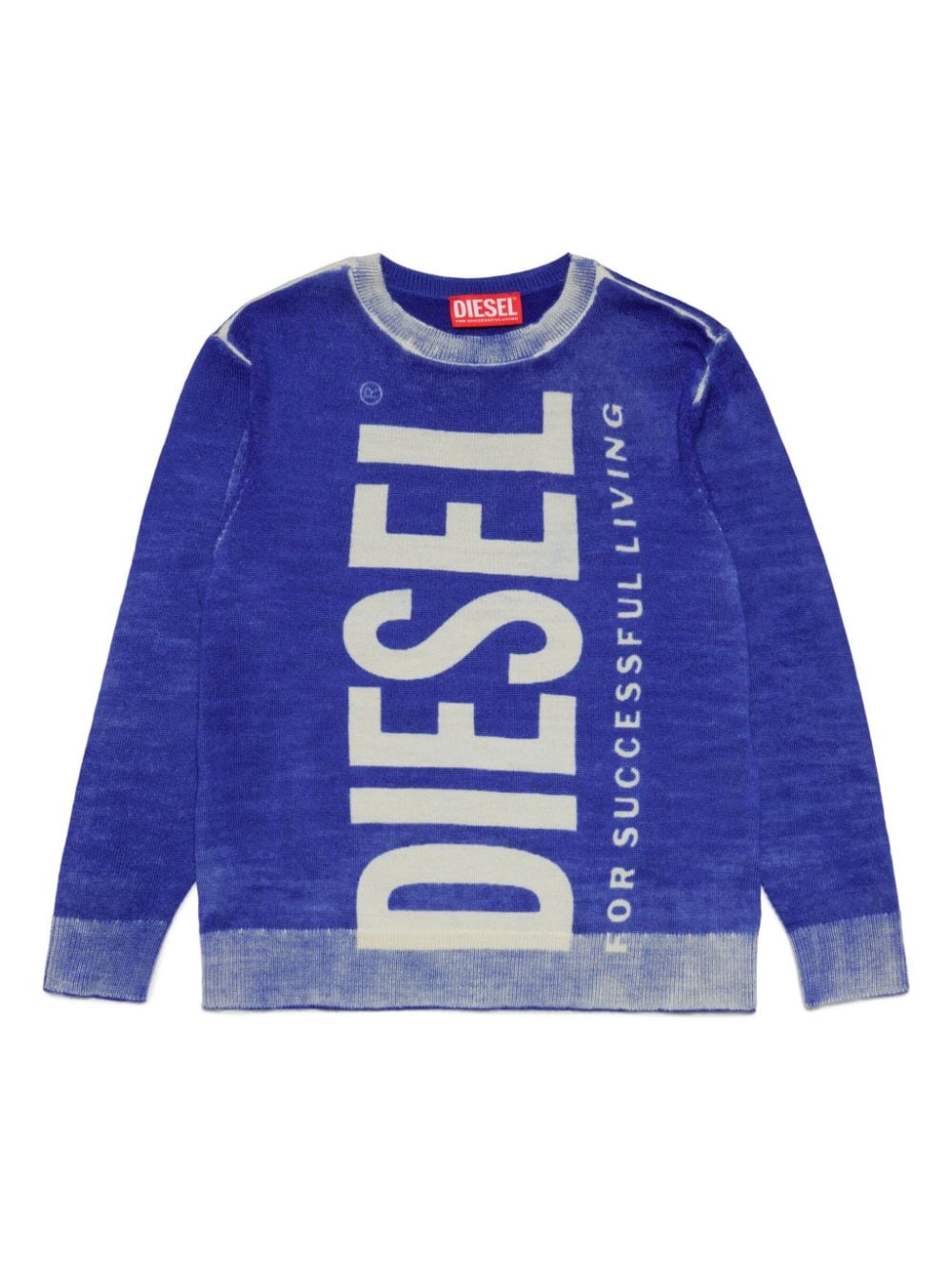 Diesel Kids intarsia-knit logo wool jumper - Blue von Diesel Kids