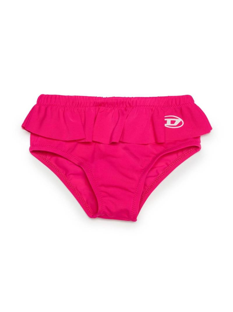 Diesel Kids Oval D-print ruffle-trim bikini bottoms - Pink von Diesel Kids