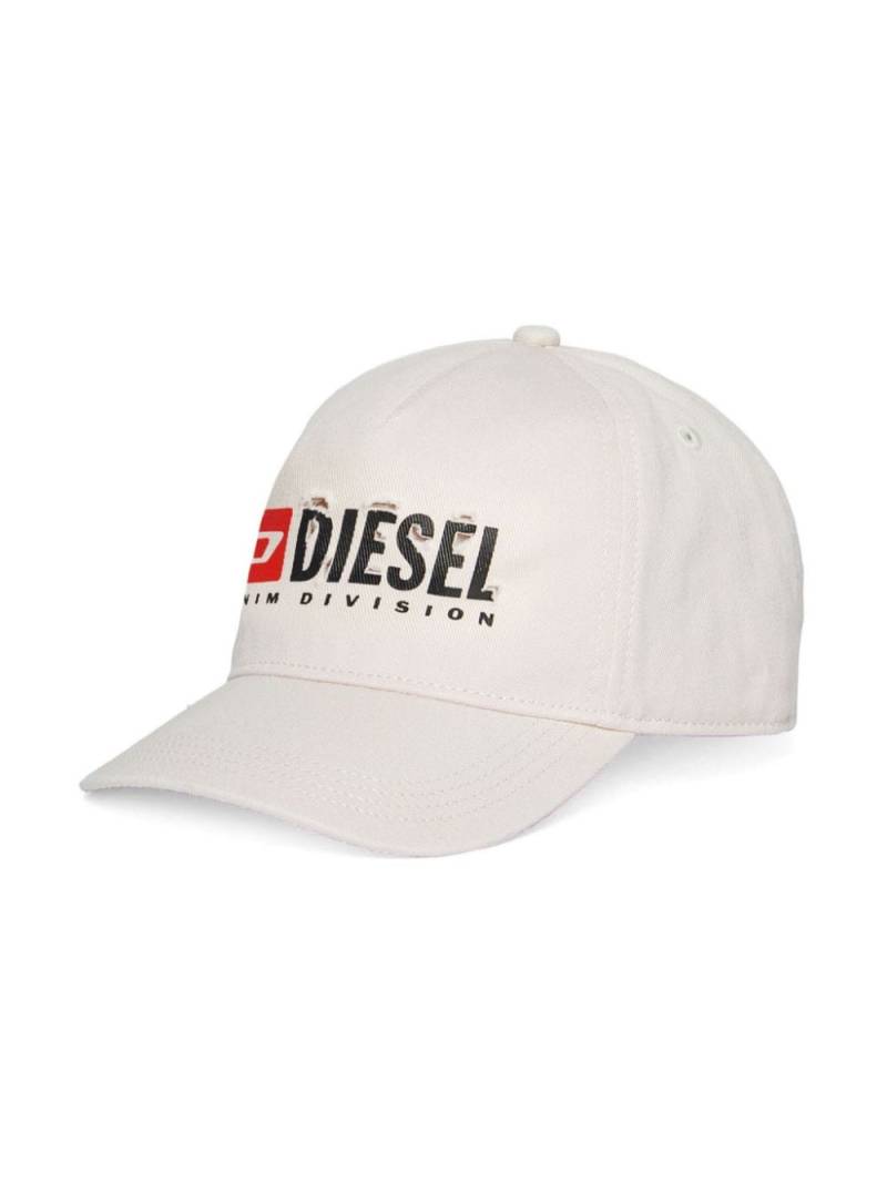 Diesel Kids distressed-effect logo-print cotton cap - Neutrals von Diesel Kids